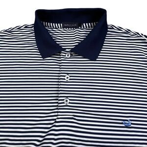 Southern Marsh Golf Polo Shirt Men's Large Blue White Stripe Performance Stretch